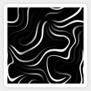 Monochrome Elegance: White Abstract Lines on Black Sticker